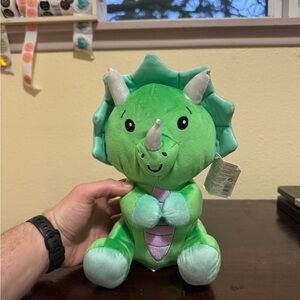 Green & Purple Plush Dinosaur Triceratops 10” NWT